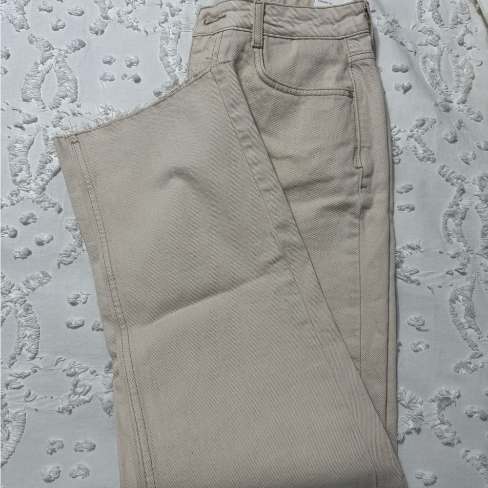 Zara Cream Straight Fit Jeans